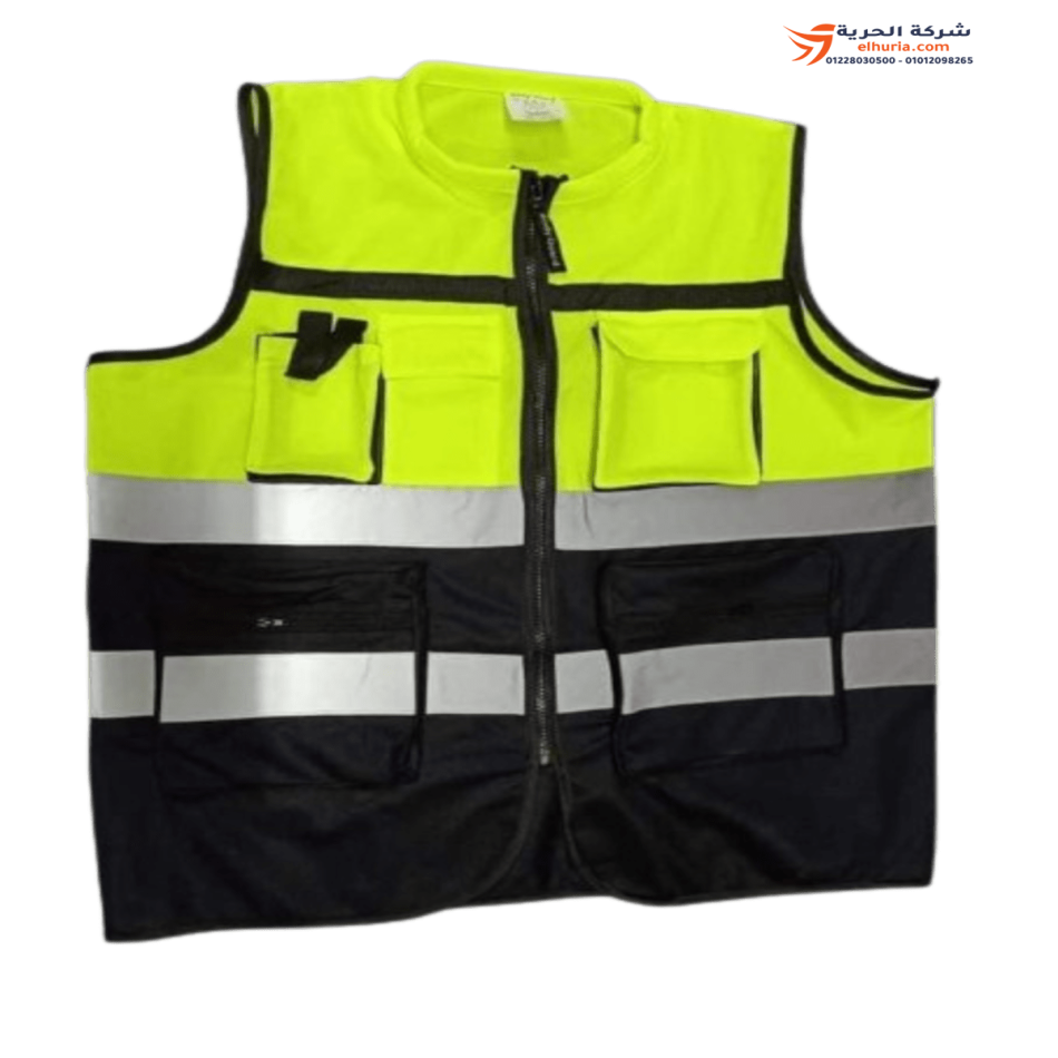 Gilet fosforescente - nero con due strisce riflettenti